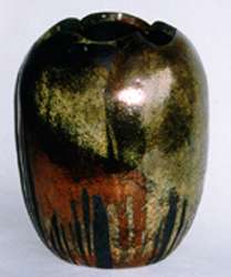 Hoge bolle vaas met koperglazuur; 1996; h=32cm